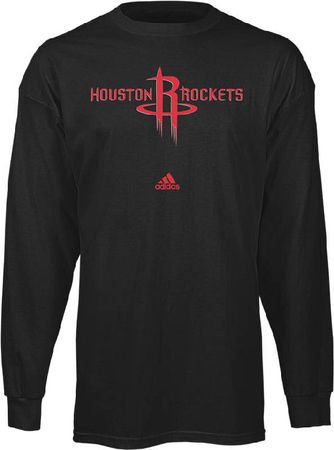Houston Rockets Black Primary Logo Long Sleeve Tee Shirt by Adidas