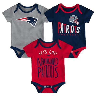 Infant New England Patriots Little Tailgater 3 Pack Bodysuit Creeper Set