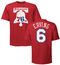 Julius Erving Hardwood Philadelphia 76ers Hardwood Classic Red T Shirt by Majestic
