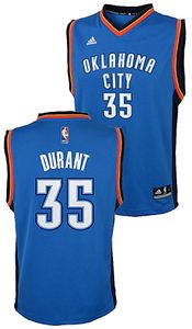 Kevin Durant Youth Oklahoma City Thunder Adidas Embroidered Swingman Basketball Jersey