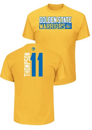Klay Thompson Golden State Warriors Mens Gold Vertical Short Sleeve T Shirt