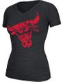 Ladies Chicago Bulls Heather Black Energy Logo V Neck Shirt by Adidas