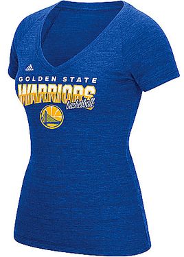Ladies Golden State Warriors Adidas Horizon Lines V Neck Tee Shirt