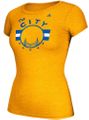 Ladies Golden State Warriors Adidas Gold The City Cap Sleeve Tee Shirt