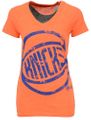 Ladies New York Knicks Heather Orange Energy Logo V Neck Shirt by Adidas