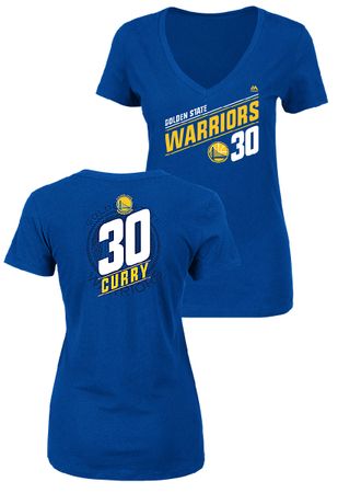 Ladies Stephen Curry Golden State Warriors Solid Recruit V Neck T Shirt