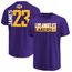 Lebron James Los Angeles Lakers Mens Purple Vertical Short Sleeve T Shirt on Sale