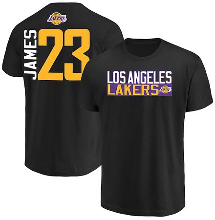 Lebron James Los Angeles Lakers Mens Black Vertical Short Sleeve T Shirt on Sale