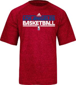 Los Angeles Clippers Adidas Heather Red Authentic On-Court Practice Climalite Short Sleeve T Shirt