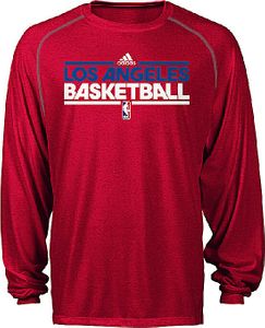 Los Angeles Clippers Heather Red Adidas  Authentic On-Court Practice Climalite Long Sleeve T Shirt