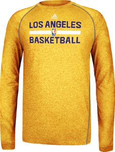 Los Angeles Lakers Heather Gold Climalite Practice Long Sleeve Shirt by Adidas