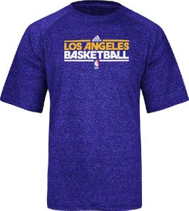 Los Angeles Lakers Heather Purple Adidas Authentic On-Court Practice SS Climalite Performance T Shirt