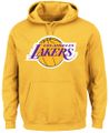 Los Angeles Lakers Mens Gold  Majestic Tackle Twill Tek Patch Hoodie Sweatshirt