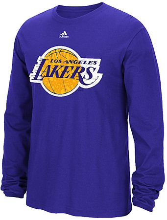 Los Angeles Lakers Purple Cut The Net Adidas Long Sleeve Tee Shirt