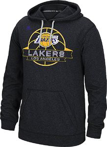 Los Angeles Lakers Mens Heather Black Ultimate Banner Synthetic Hoodie by Adidas