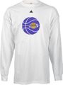 Los Angeles Lakers Mesh Ball NBA White Long Sleeve Tee Shirt By Adidas