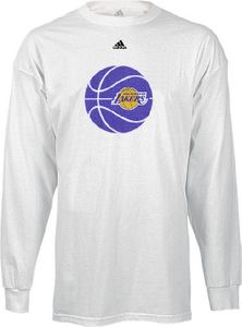 Los Angeles Lakers Mesh Ball NBA White Long Sleeve Tee Shirt By Adidas