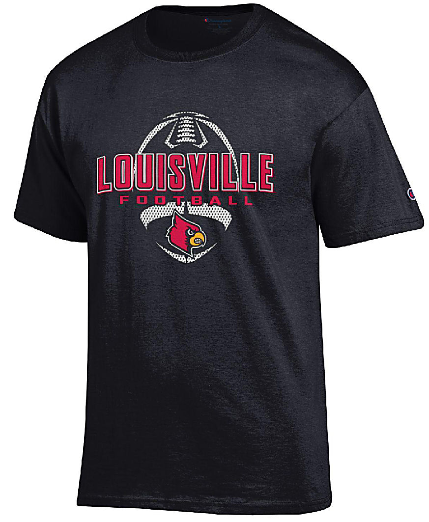 Louisville Cardinals Black Football Short Sleeve T Shirt by Champion
