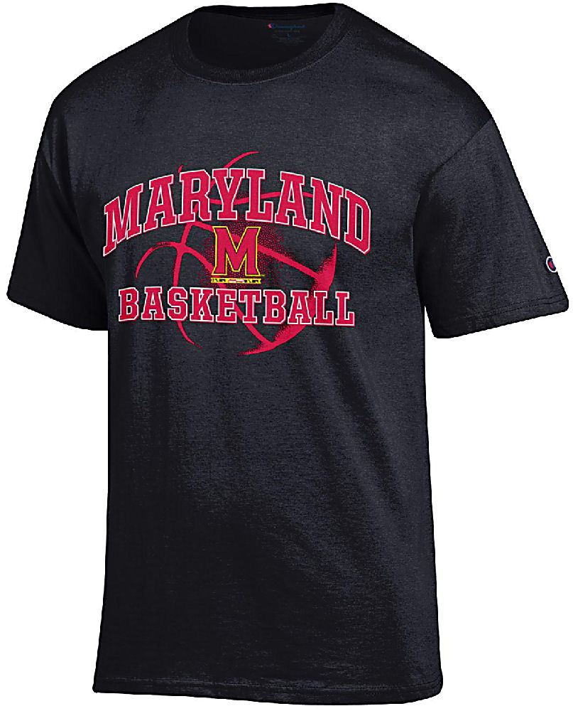 Maryland Terrapins Black Basketball Short Sleeve T Shirt by Champion, image size:807x1000