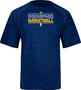Memphis Grizzlies Heather Navy Adidas Authentic On-Court Practice SS Climalite Performance T Shirt