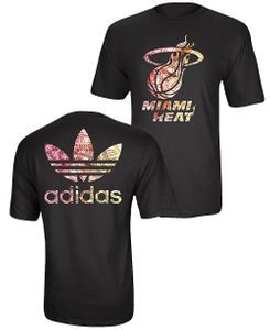 Miami Heat Mens 2 Sided Shoe Pile High End Screened T Shirt by Adidas