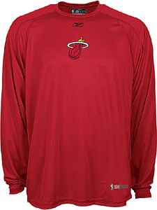 Miami Heat NBA Loosefit Play Dry Practice Long Sleeve Shirt By Reebok
