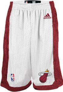 Miami Heat Youth 8" Inseam White Replica Basketball Shorts By Adidas