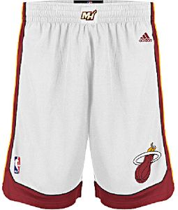 Miami Heat Youth White 8" Inseam NBA Replica Basketball Shorts By Adidas