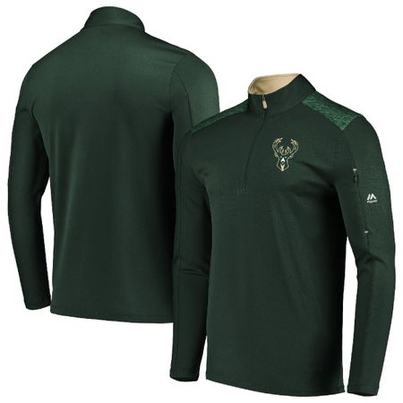 Milwaukee Bucks Green Half Zip Reflective Logo Mock Neck Wind Shirt