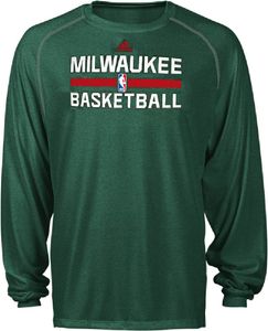 Milwaukee Bucks Heather Green Climalite Practice Long Sleeve Shirt by Adidas