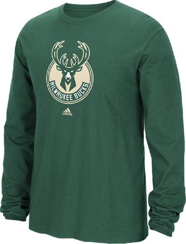 Milwaukee Bucks Green Primary Logo Long Sleeve Tee Shirt by Adidas