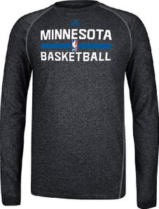 Minnesota Timberwolves Heather Black Climalite Practice Long Sleeve Shirt by Adidas