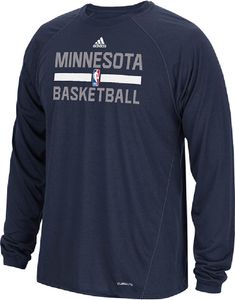 Minnesota Timberwolves Heather Blue Climalite Practice Long Sleeve Shirt by Adidas