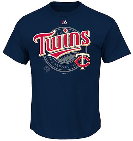 Minnesota Twins Navy Real Gem Majestic Short Sleeve Tee Shirt