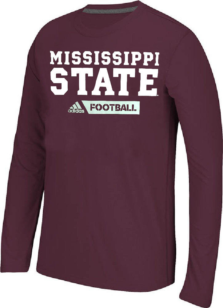 Mississippi State Bulldogs Adidas Ultimate Sideline Gridiron Performance Long Sleeve T Shirt