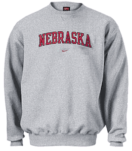 Nebraska Cornhuskers College Classic Grey Embroidered Crewneck Sweatshirt By Nike Team Sports