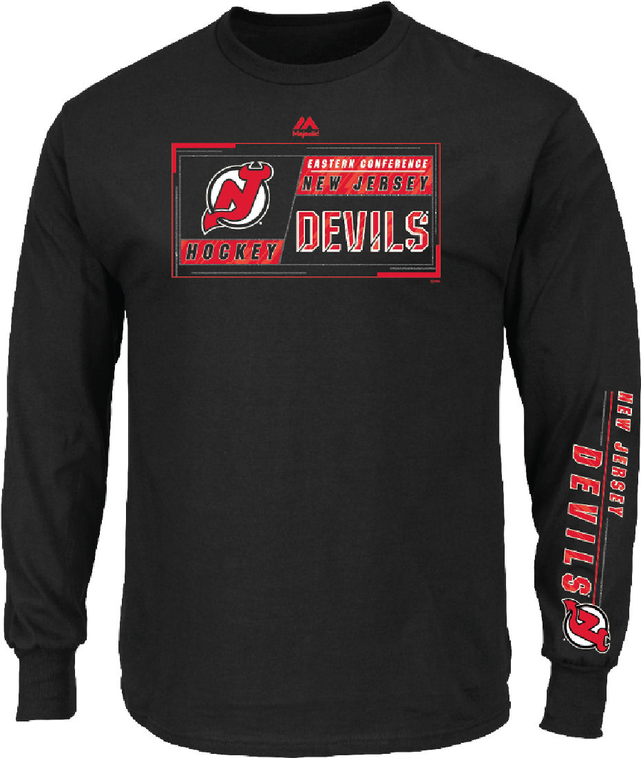 New Jersey Devils Black Quick Whistle Majestic Long Sleeve T Shirt