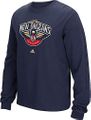 New Orleans Pelicans Navy Primary Logo Long Sleeve Tee Shirt by Adidas