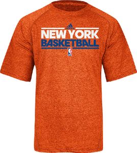 New York Knicks Adidas Heather Orange Authentic On-Court Practice Climalite Short Sleeve T Shirt