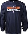 New York Knicks Heather Navy Adidas New Authentic On-Court Practice Climalite Performance Long Sleeve T Shirt
