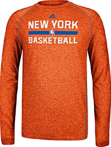 New York Knicks Heather Orange Climalite Practice Long Sleeve Shirt by Adidas