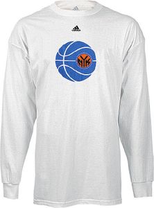 New York Knicks Mesh Ball NBA White Long Sleeve Tee Shirt By Adidas