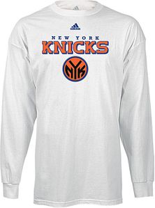 New York Knicks NBA White Long Sleeve Tee Shirt By Adidas