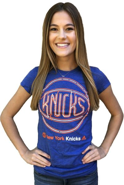 New York Knicks Womens Crew Neck Last Stop Too Tee Shirt by Adidas on Sale