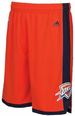 NBA Oklahoma City Thunder Orange Embroidered Swingman Shorts By Adidas