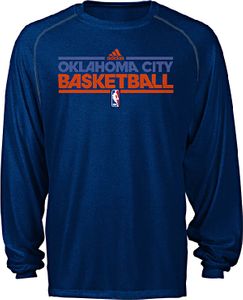 Oklahoma City Thunder Adidas New Authentic On-Court Practice Climalite Performance Long Sleeve T Shirt