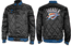 Oklahoma City Thunder Mens NBA Black Embroidered Satin Jacket by Adidas