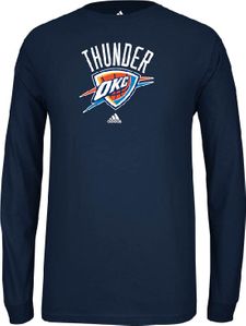 Oklahoma City Thunder Navy Primary Logo Long Sleeve Tee Shirt by Adidas