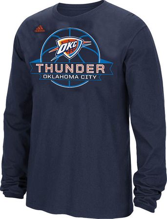 Oklahoma City Thunder Navy Ultimate Banner Long Sleeve T Shirt by Adidas