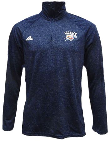 Oklahoma City Thunder Heather Navy Quarter Zip Synthetic Shirt by Adidas